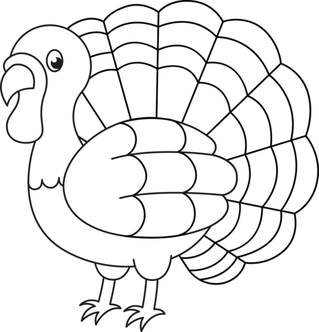 Cartoon Style Turkey Coloring Page